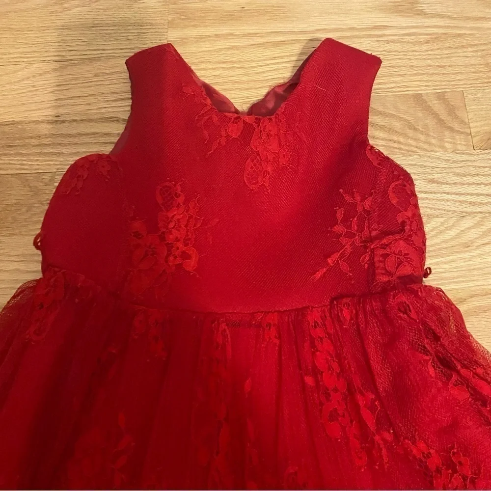 Biscotti Red Lace Tulip Hem Dress Sz 5 Sleeveless Girls Kids